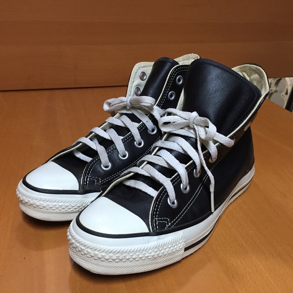 Made in USA Converse Black Leather Size 6.5 - Picture 8 of 15